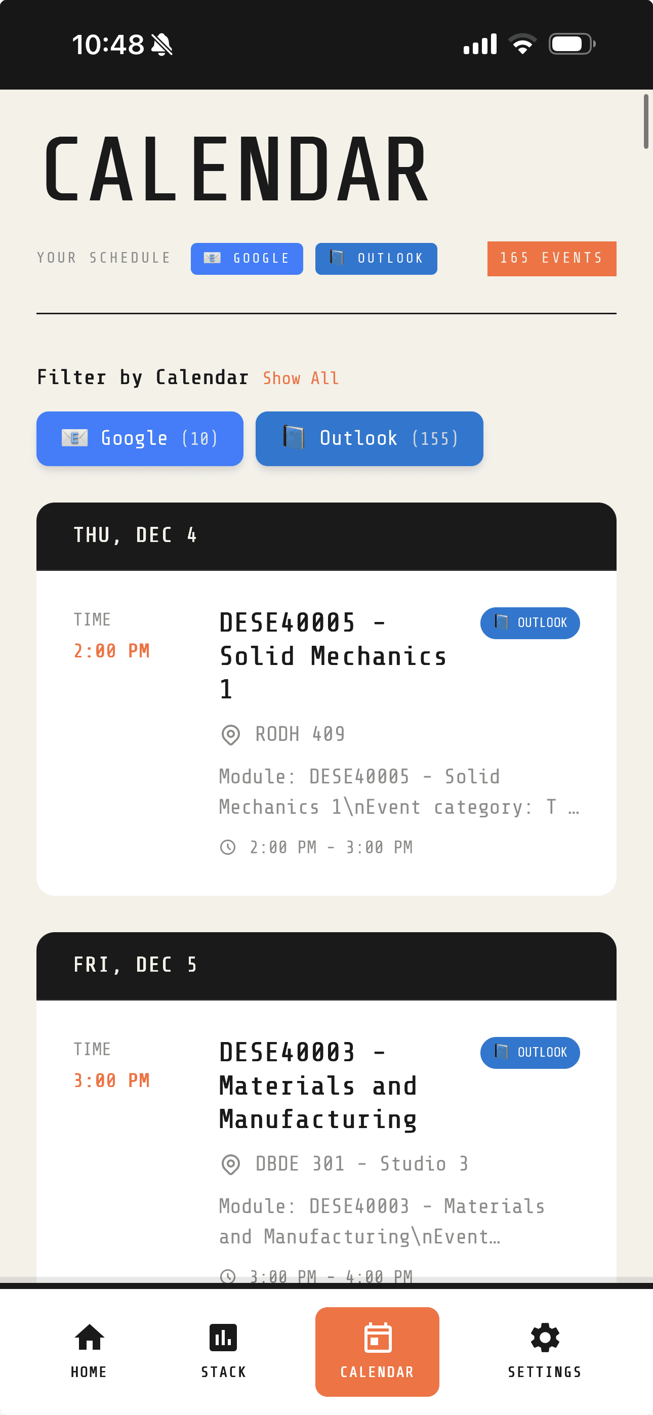 Calendar Integration View