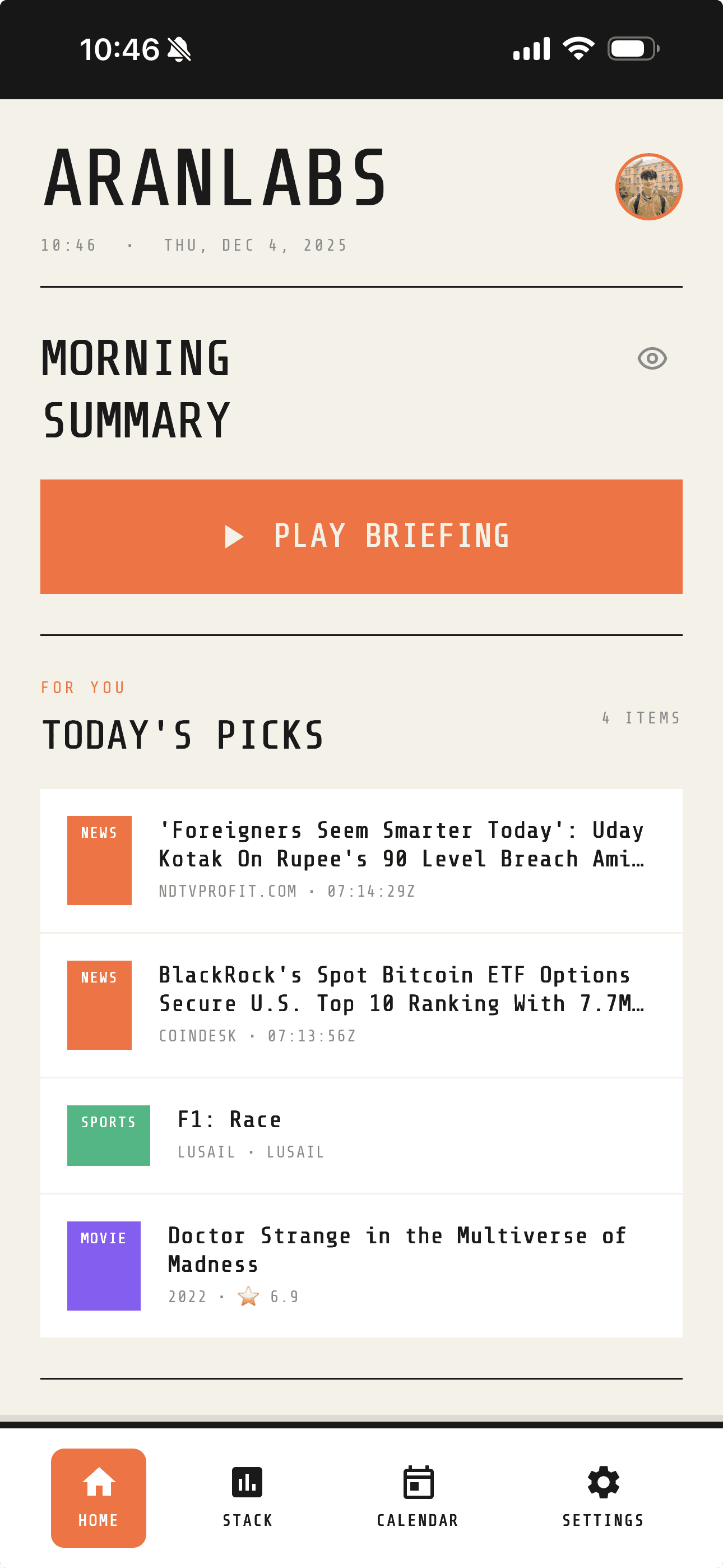 AranLabs Dashboard Interface