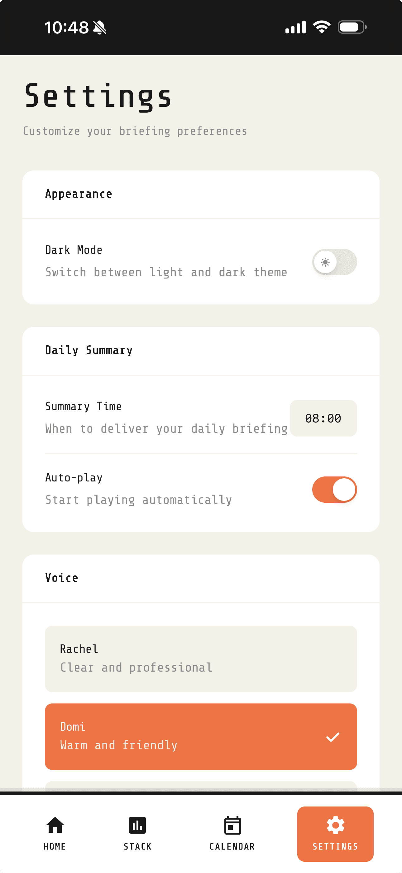 Settings and Configuration