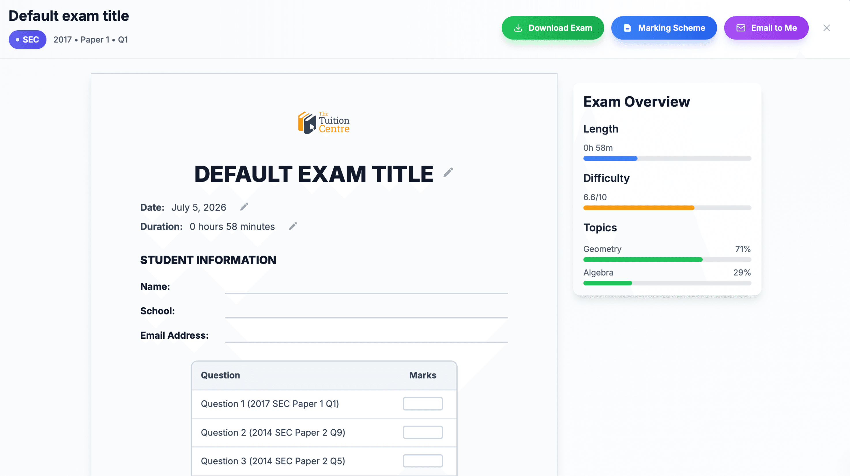 Exam Builder